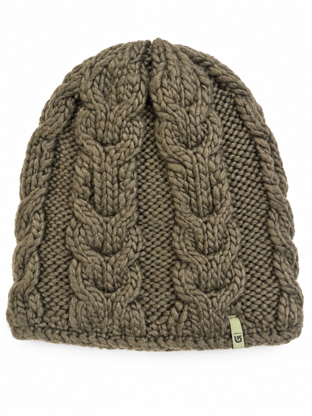 Burton Cable Knit Faux Fur Lined Beanie Ski Snowboard Winter Hat Olive Green O/S